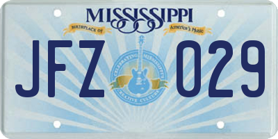 MS license plate JFZ029