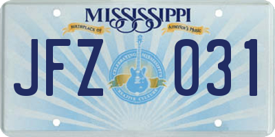 MS license plate JFZ031