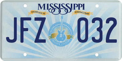 MS license plate JFZ032