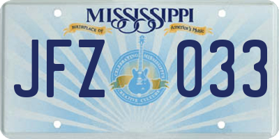 MS license plate JFZ033