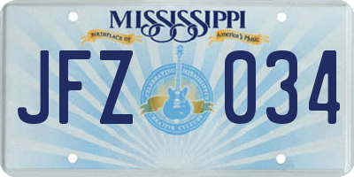 MS license plate JFZ034
