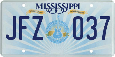 MS license plate JFZ037