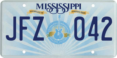 MS license plate JFZ042