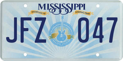 MS license plate JFZ047