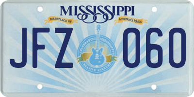 MS license plate JFZ060