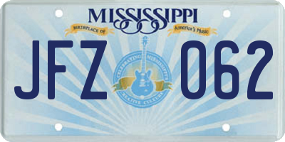 MS license plate JFZ062
