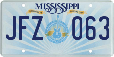 MS license plate JFZ063