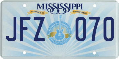 MS license plate JFZ070