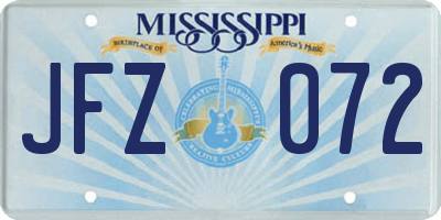 MS license plate JFZ072