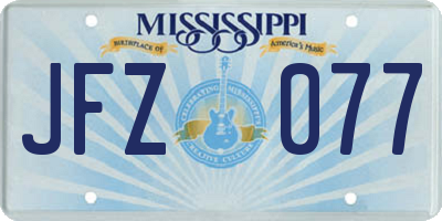 MS license plate JFZ077