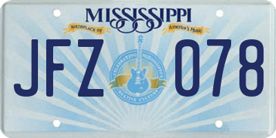 MS license plate JFZ078