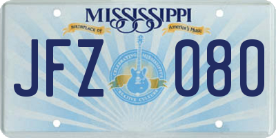 MS license plate JFZ080
