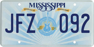 MS license plate JFZ092