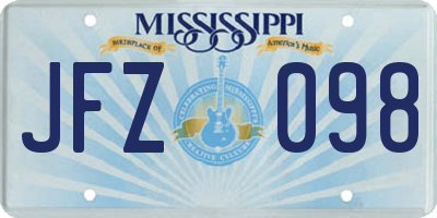 MS license plate JFZ098