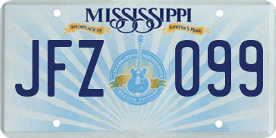 MS license plate JFZ099