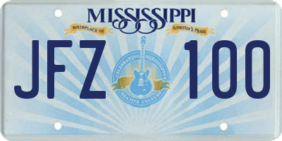MS license plate JFZ100