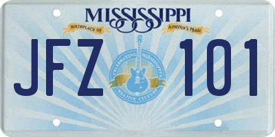 MS license plate JFZ101
