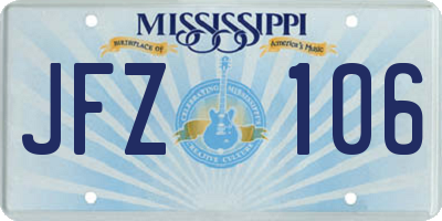 MS license plate JFZ106