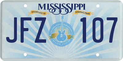 MS license plate JFZ107