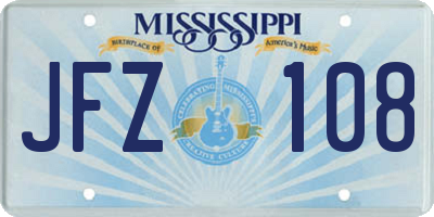 MS license plate JFZ108