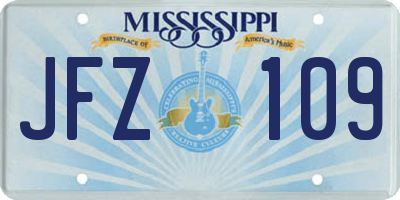 MS license plate JFZ109