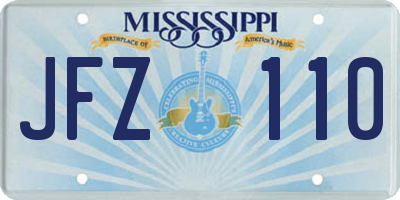 MS license plate JFZ110