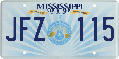 MS license plate JFZ115