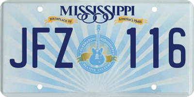 MS license plate JFZ116