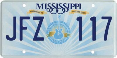 MS license plate JFZ117