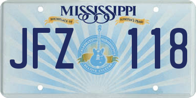 MS license plate JFZ118