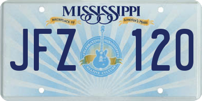 MS license plate JFZ120