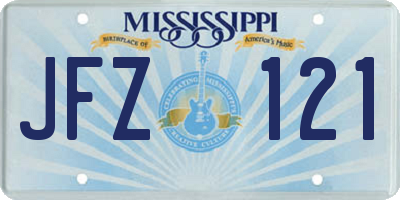 MS license plate JFZ121