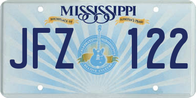 MS license plate JFZ122