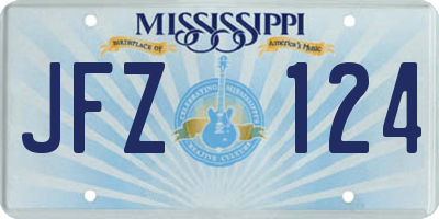 MS license plate JFZ124