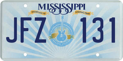 MS license plate JFZ131