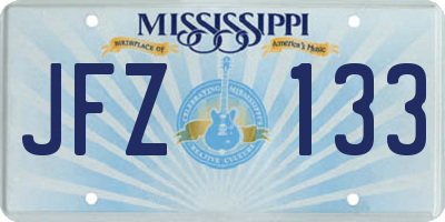 MS license plate JFZ133