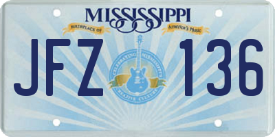 MS license plate JFZ136