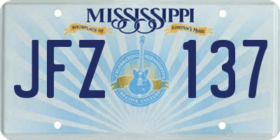 MS license plate JFZ137