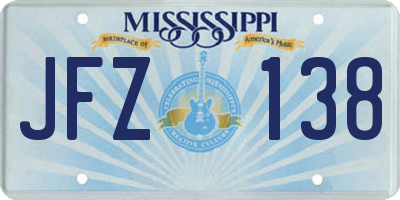 MS license plate JFZ138