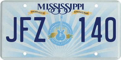 MS license plate JFZ140