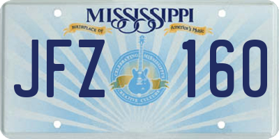MS license plate JFZ160