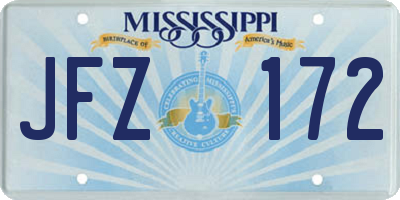 MS license plate JFZ172