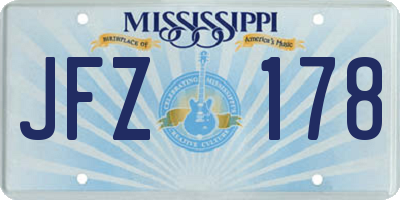 MS license plate JFZ178