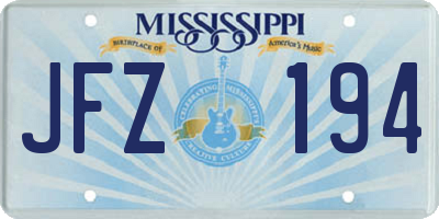 MS license plate JFZ194