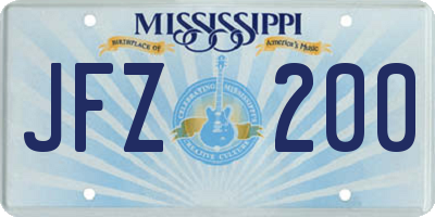 MS license plate JFZ200