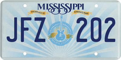 MS license plate JFZ202