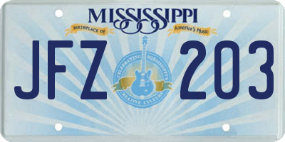 MS license plate JFZ203