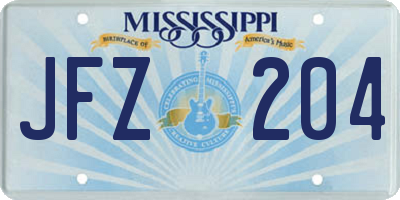 MS license plate JFZ204