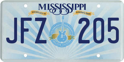 MS license plate JFZ205