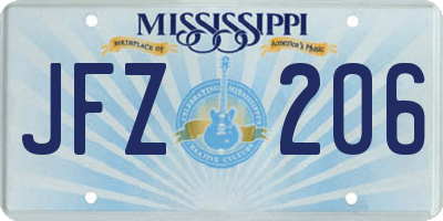 MS license plate JFZ206